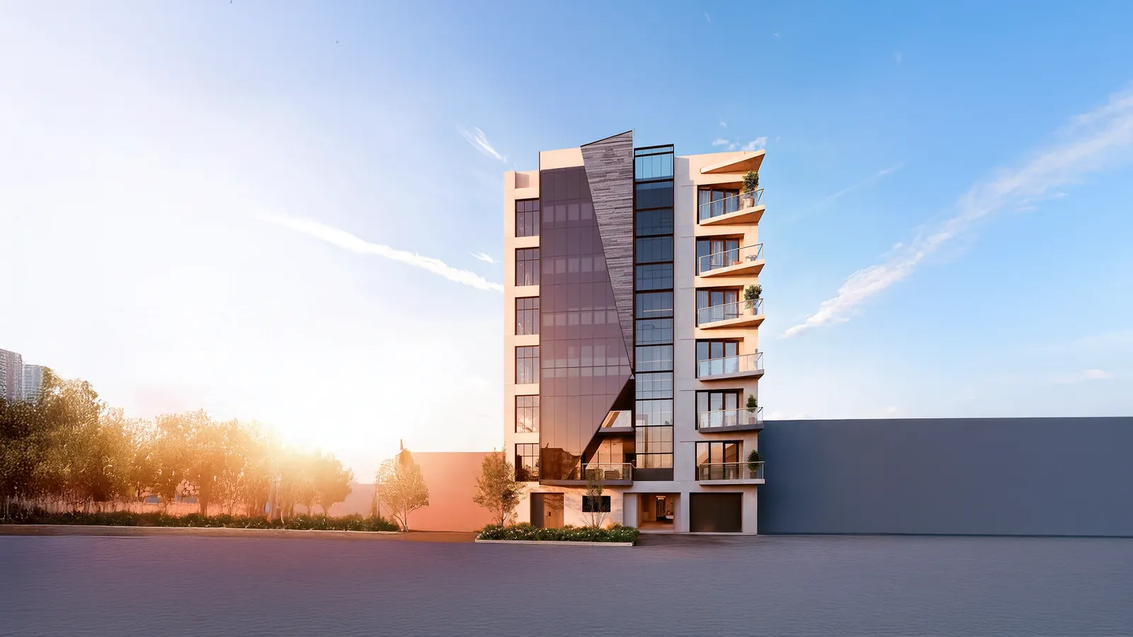 Fachada contemporánea de Origen Residencial